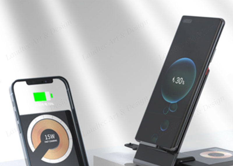 Laudtec KC019 15W Transparent Mobile Chargers Magsafe 4 In 1 Fast Phone Stand Wireless Charger For Iphone Samsung manufacture