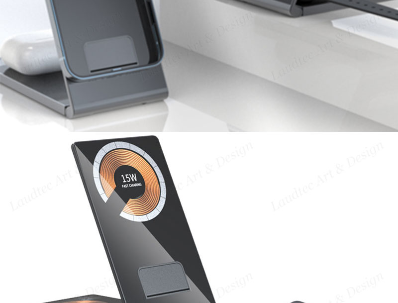 Laudtec KC019 15W Transparent Mobile Chargers Magsafe 4 In 1 Fast Phone Stand Wireless Charger For Iphone Samsung details