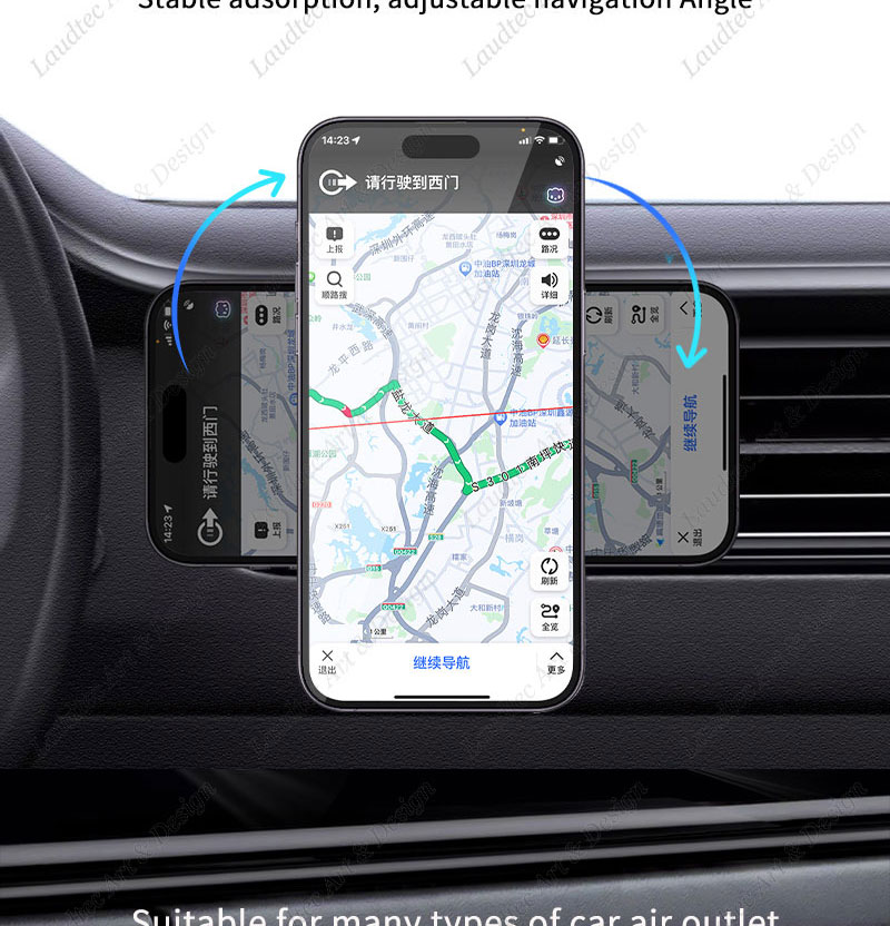 Laudtec SJJ002 Adjustable Rotating 360 Wireless Charger Holders Mount Flexible Universal Mobile Magnetic Stand Car Phone Holder supplier
