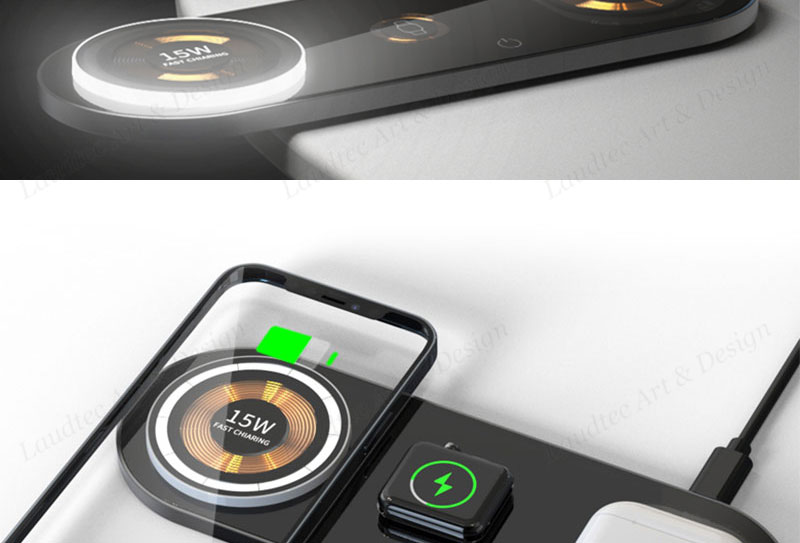 Laudtec KC013 4 In 1 Fast Stand Smart Watch Magnetic Foldable Mobile Phone Chargers Wireless Charger For Iphone Samsung details