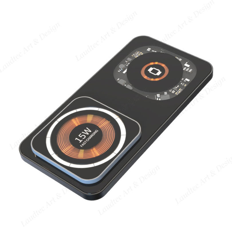 Laudtec KC012 Transparent Mobile 15W Phone Stand Fast Chargers 3 In 1 Wireless Charger For Iphone Samsung