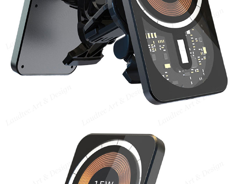 Laudtec KC025 Transparent Chargers 15W Magsafe Magnetic Foldable Wireless Charger For Iphone Samsung factory
