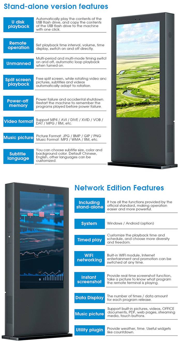 2024 New Floor Stand lcd advertising display waterproof outdoor digital signage kiosk  outdoor advertising screen details
