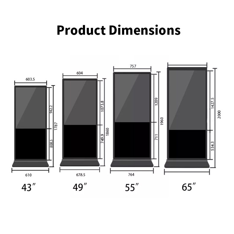 43 49 55 Inch Indoor Shopping Mall Android Floor Stand Touch Screen Display Advertising Totem Lcd Digital Signage factory