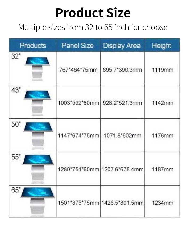 Factory Floor standing 21.5 inch slim capacitive screen inquiry kiosk details