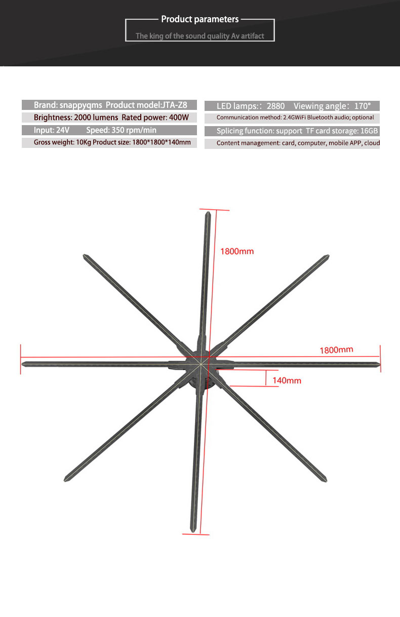 New Large 150cm Transparent Hologram Circular TV 2880 LED Projector Advertising Equipment with 3D LED Fan factory