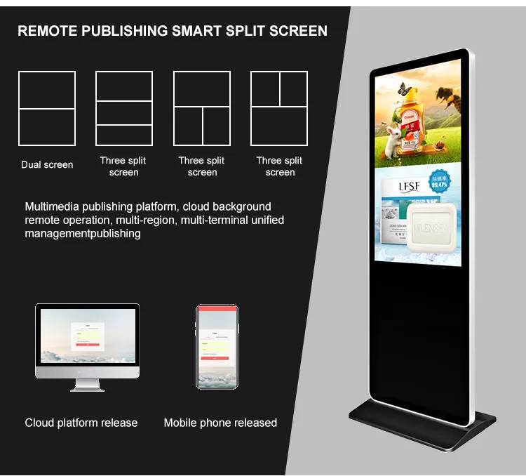 2024 Best model 43 49 55 65 inch android LCD advertising touch screen media video display lcd ultrathin digital signage kiosk supplier