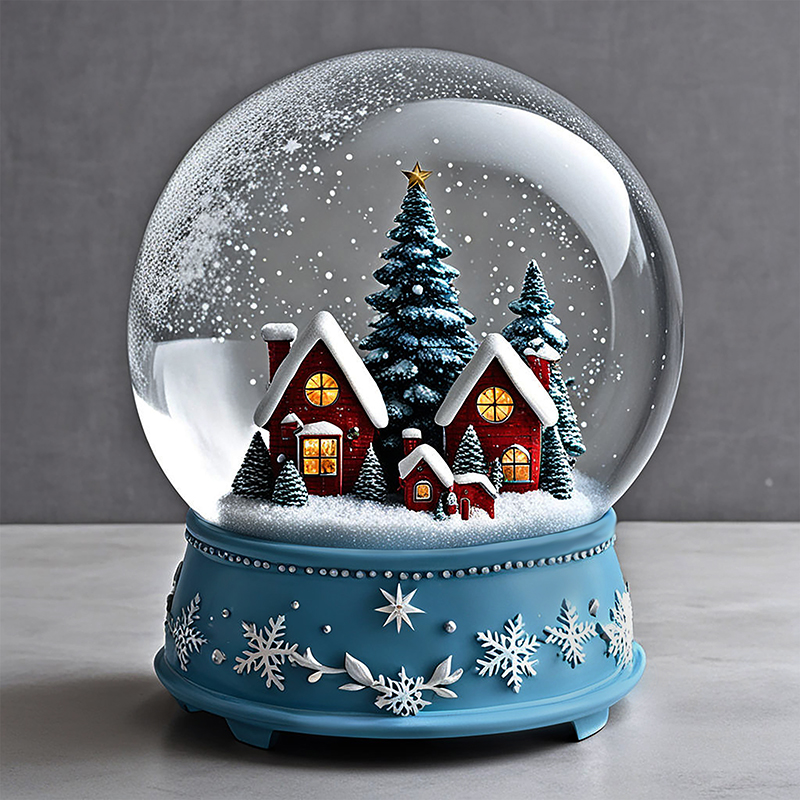 Wholesale mini village figurine glass snow ball home decor water globe custom Christmas resin snow globe souvenir factory