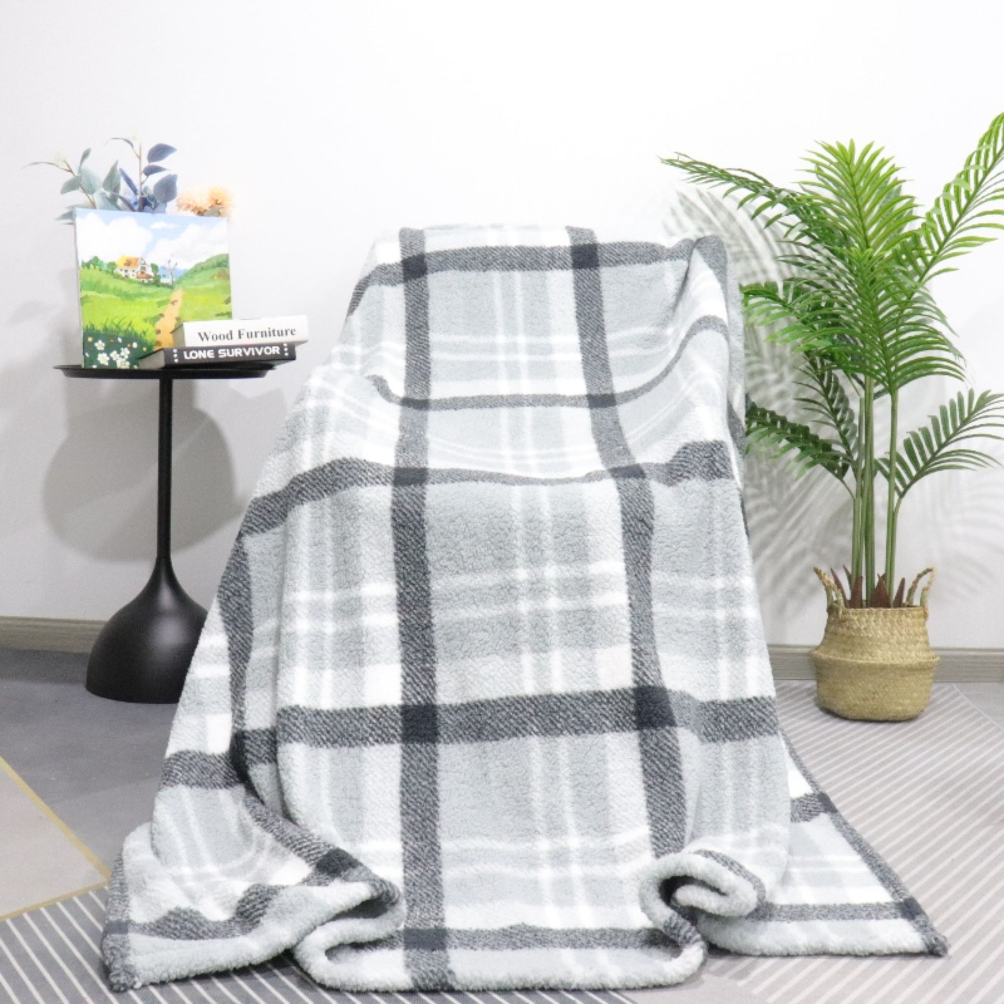 Double Side Stripe Sherpa Fleece Blanket
