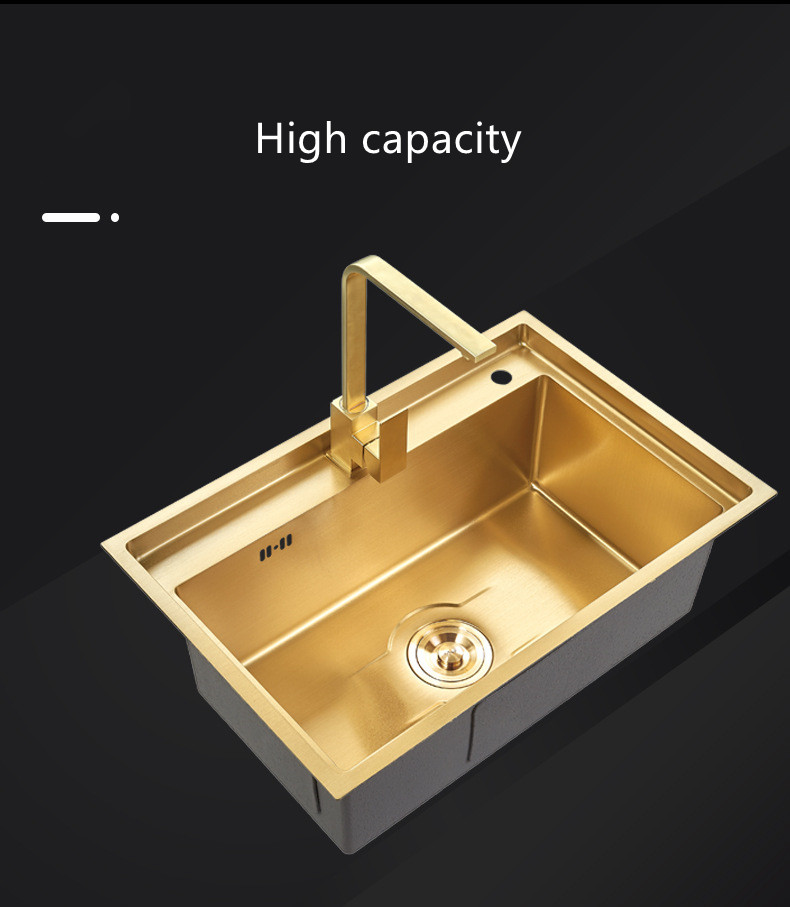 Stainless Steel Undermount Single Bowl  Rose Gold Color Handmade House Kitchen Sink With Square Drainner Hole details