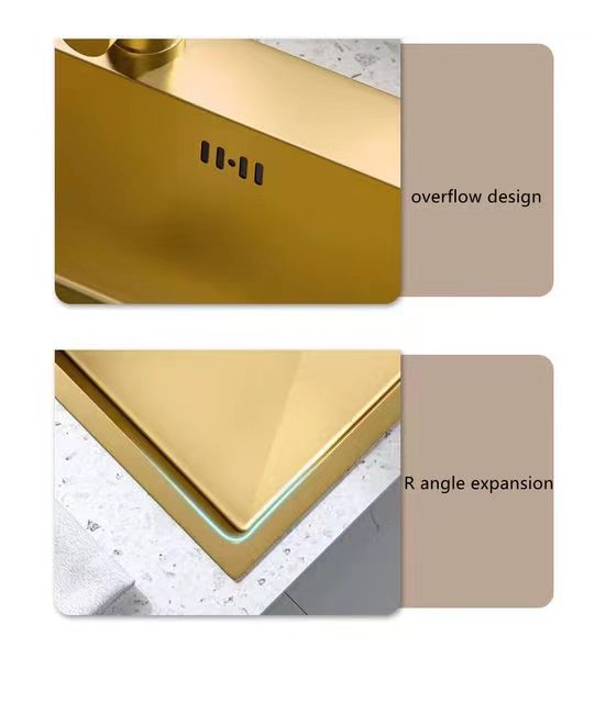 Stainless Steel Undermount Single Bowl  Rose Gold Color Handmade House Kitchen Sink With Square Drainner Hole manufacture