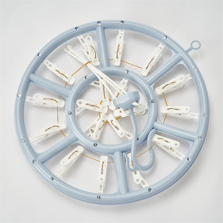 Hot Sale Circle Drying Hanger PP Pink Stand Round Hanger Rack for Underwear Bra and Socks with 18 Clips manufacture