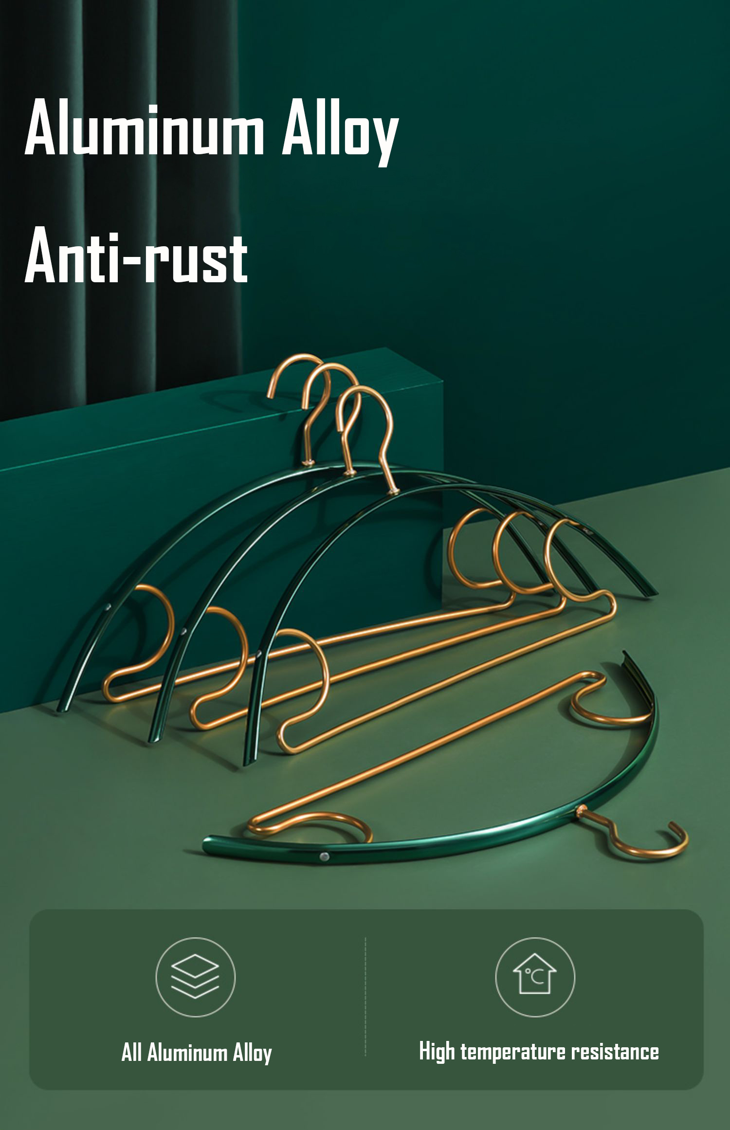 SOLELY Factory's Hot Sale Light Luxury Multifunctional Aluminum Alloy Arc Hanger Wardrobe Balcony Bathroom Living room details