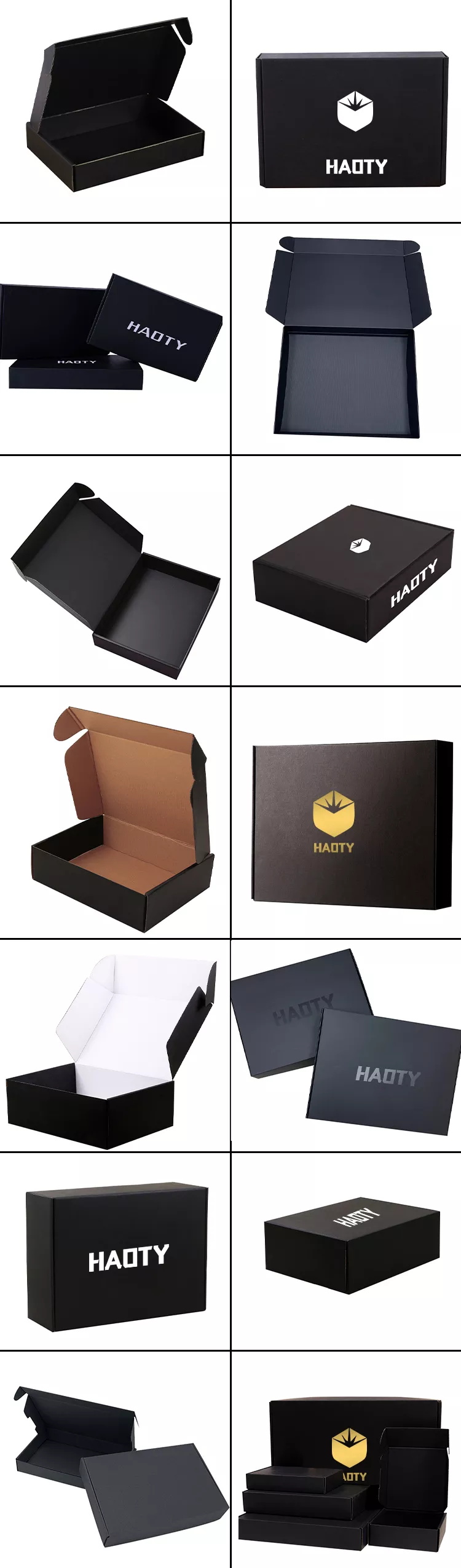 Custom Logo Corrugated Cardboard Matte Black Shipping Boxes Folding Mailer Box details