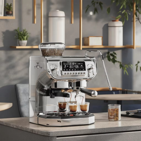 Premium Espresso Fasülleri ve Yüksek Kaliteli Bir Çırpıcı Makinesi ile Kahve Oyununuzu Güçlendirin.