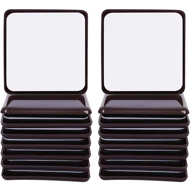 Square Brown Furniture Sliders for Carpet 16 Pack Self-Stick Furniture Sliders Carpet 2-1/2