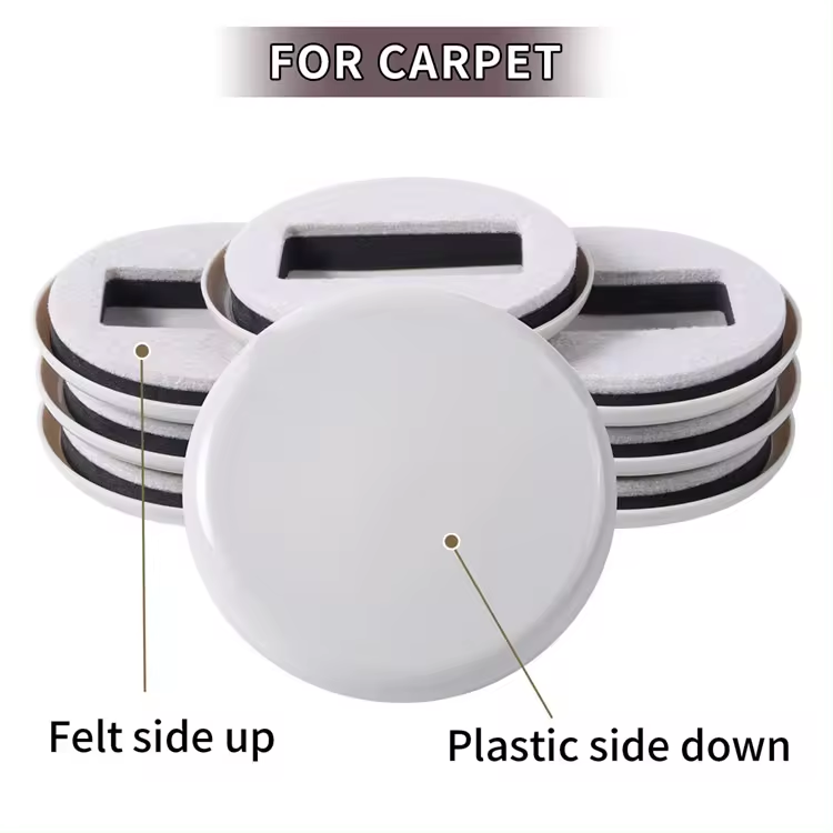 Furniture Sliders Reusable Round Movers Plastic Movers Value Pack Felt Pads For Carpet