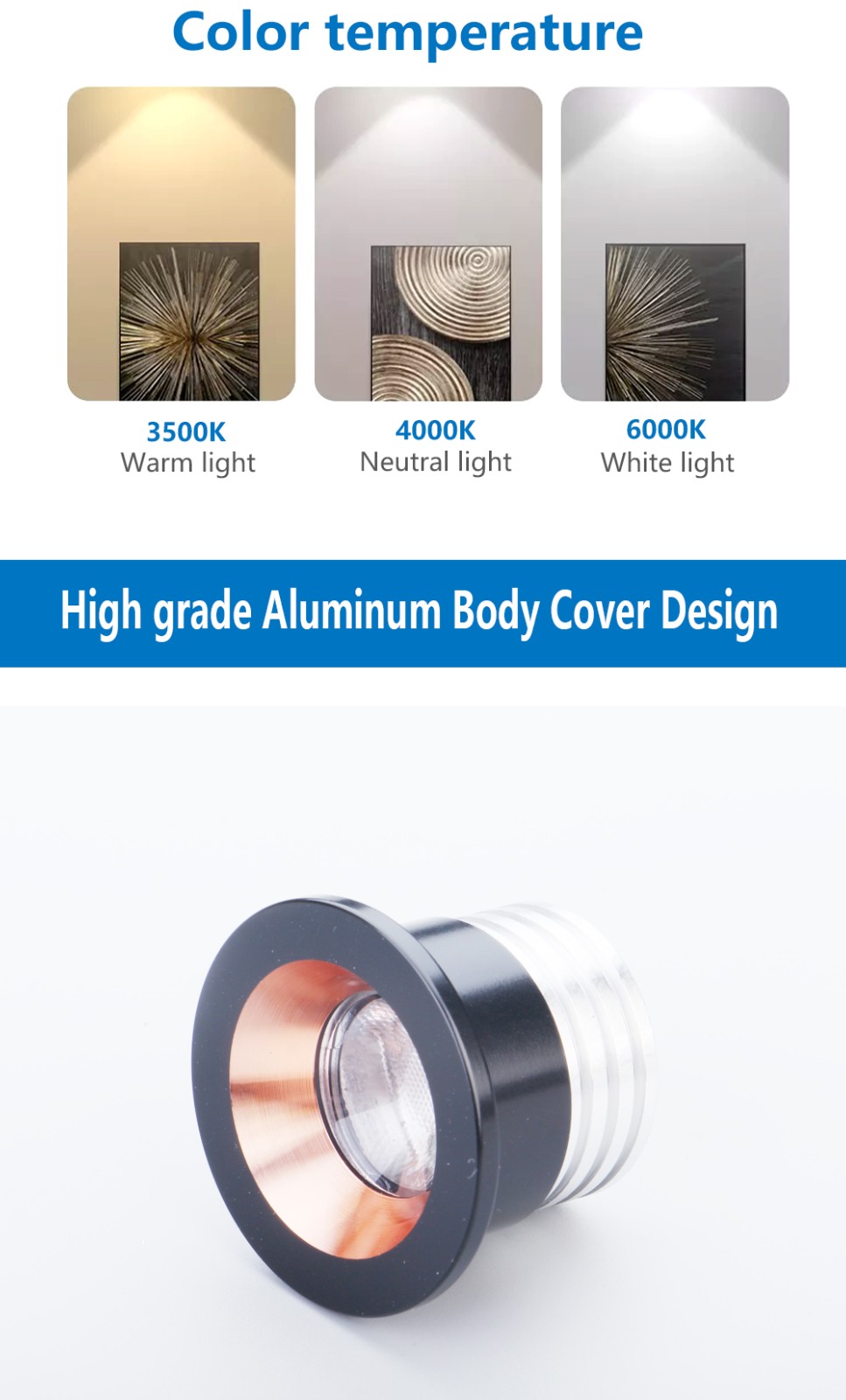 High Luminous Efficiency 3W Mini Spot Light led HX-085 Aluminum Body factory