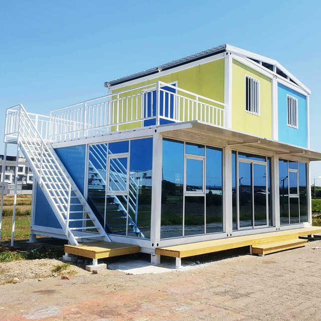 40ft glass sloping roof in Thai ancient style prefabricated house container building steel construction module summerhouse home supplier