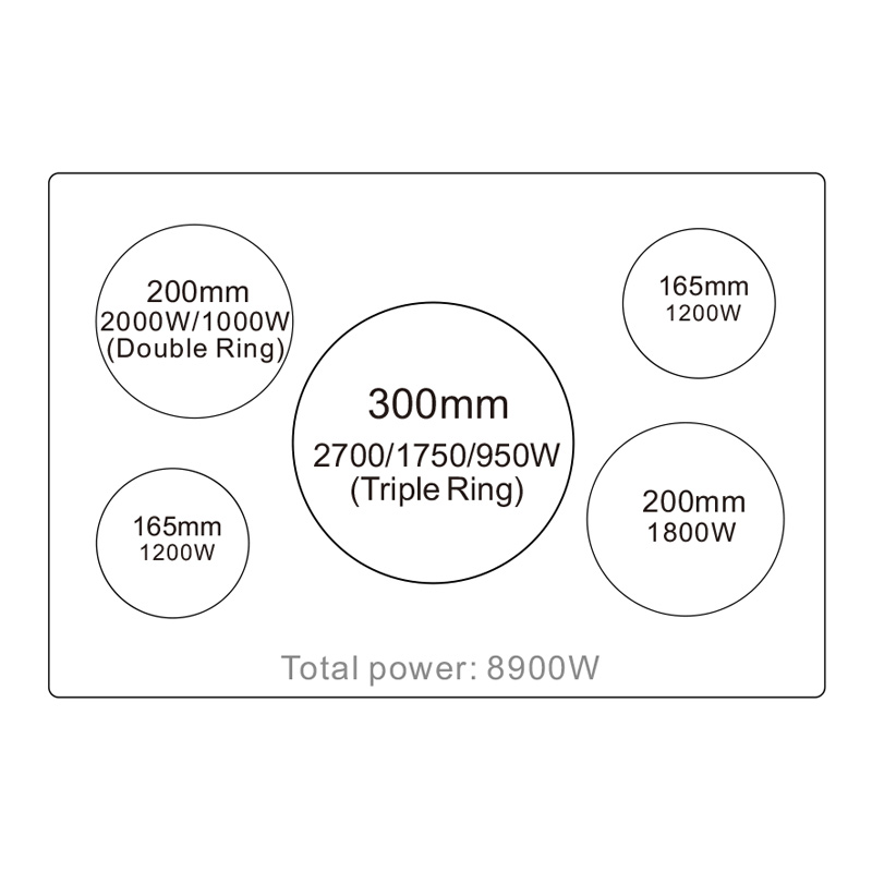 VC9M589T-T09 | 5 Burner Electric Ceramic Hob Induction Cooker supplier
