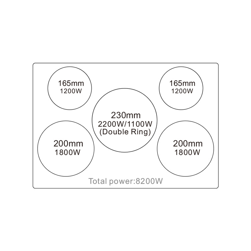 VC8E582D-S08 | 5 Burner Electric Ceramic Hob Induction Cooker factory