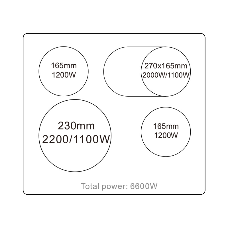 VC6E466-S07 | 4 Burner Electric Ceramic Hob Induction Cooker details
