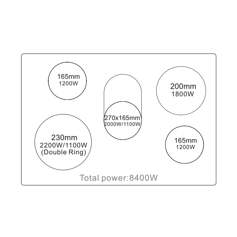 VC9E584D-S08 | 5 Burner Electric Ceramic Hob Induction Cooker supplier