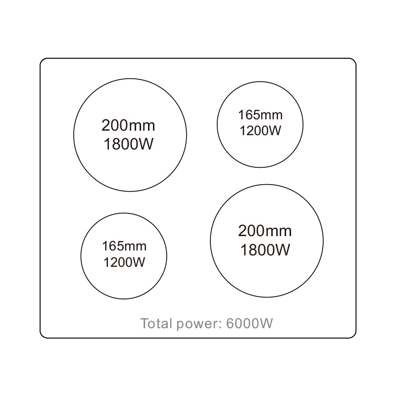 VC6M460-K | 4 Burner Electric Ceramic Hob Induction Cooker factory