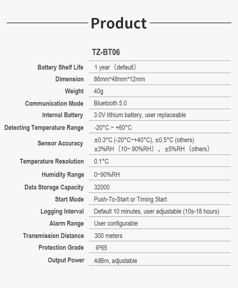 BT06 Bluetooth Temp/RH Data Logger factory