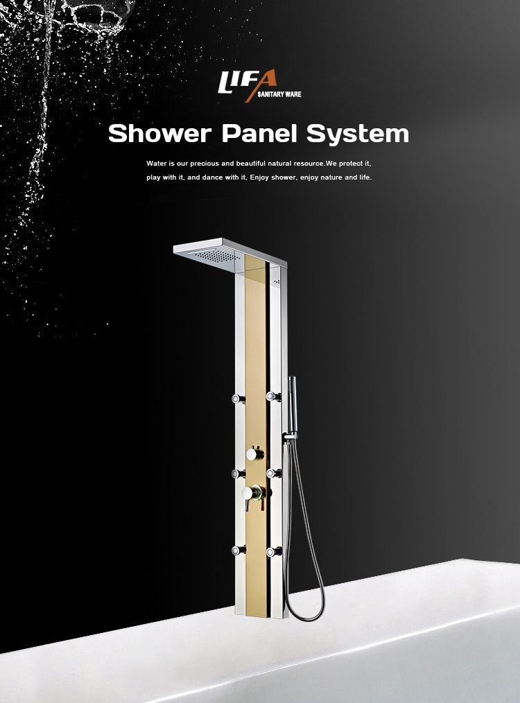 Bathroom accessories sanitary ware zhejiang brass faucet massage indoor stainless steel shower panel CF-8326 details
