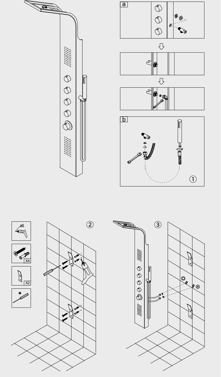 Popular design New bath shower high quality golden Stainless Steel shower panel CF-8225 details