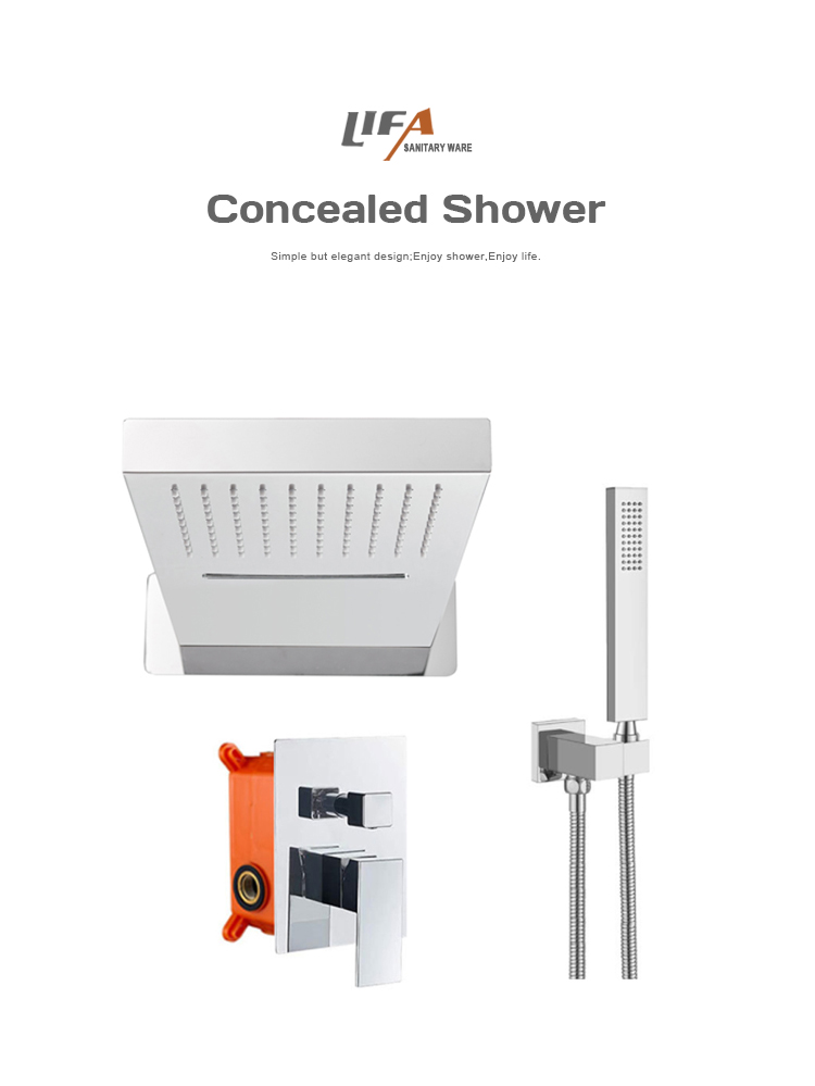 Luxury mirror Concealed Shower Waterfall Rain Bathroom 3-Function Shower Faucet Set CS-2006 supplier