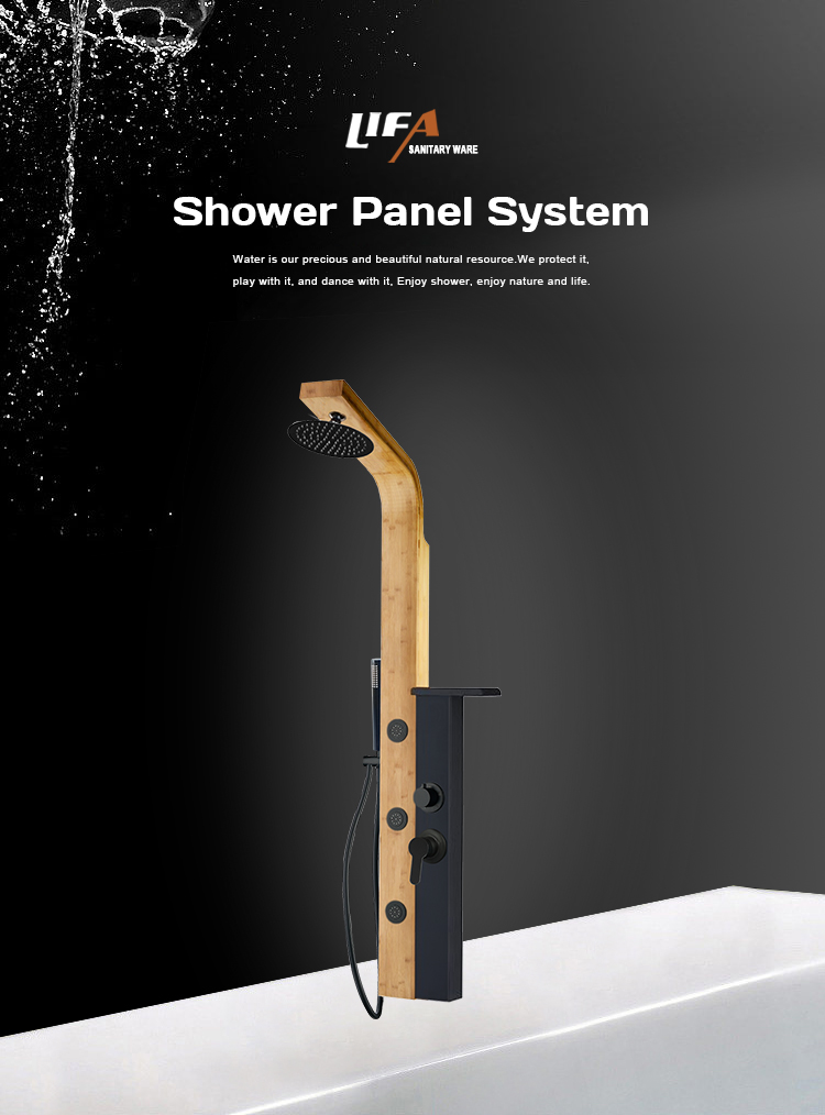 Natural Bamboo Shower Panel Bathroom Wooden Shower Panel CF-5105 details