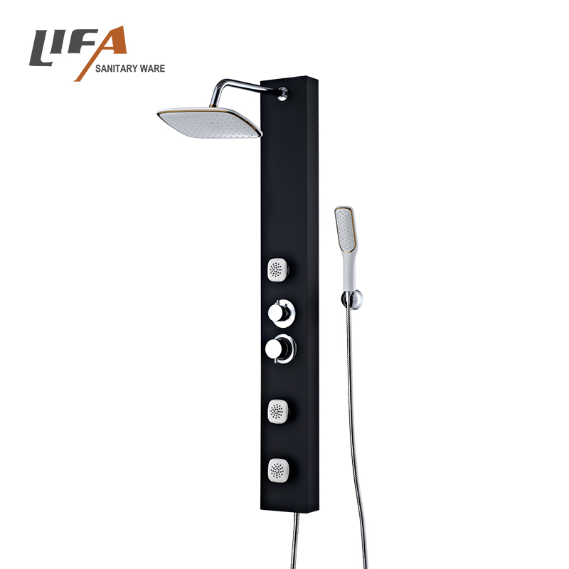 Good quality modern PVC in black body wall mounted bathroom massage shower panel CF-7115
