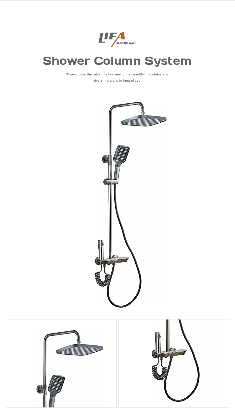 New Desgin Grey Color Bathroom Bath Shower Set Faucet Shower Column Wall Mounted CF-3063 manufacture