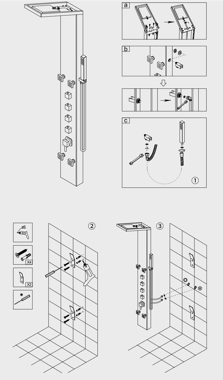 Bathroom accessories sanitary ware zhejiang brass faucet massage indoor stainless steel shower panel CF-8326 supplier
