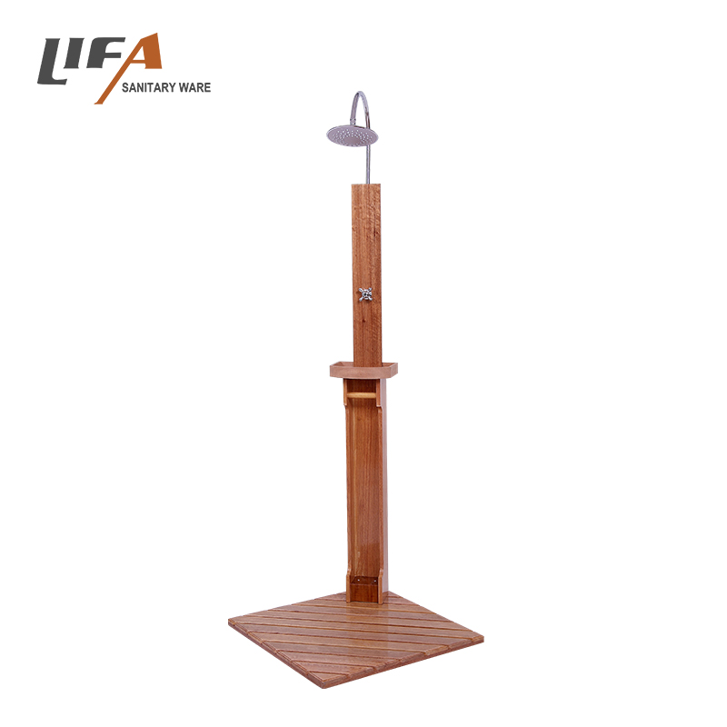 New design  outdoor beach shower wooden shower tray outdoor shower panel for pool CF-5009