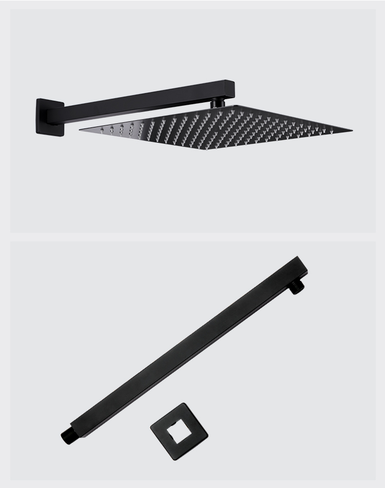 black color SS Wall mounted Shower head arm Stainless steel shower pipe for head shower F47/F48 manufacture