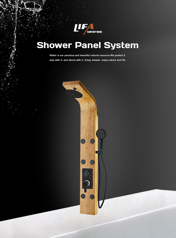 New Design Natural Bamboo Shower Panel Bathroom Wooden Shower Panel CF-5106 details