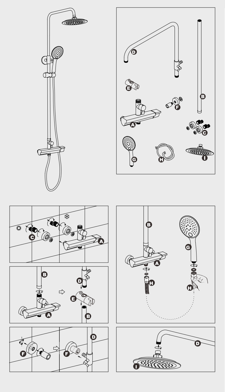 Quality design adjustable shower column wall hang shower panel CF-3021B factory