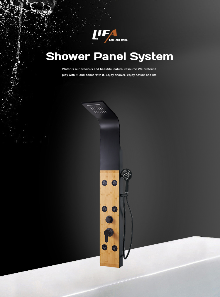 New Design Wall Mounted Bamboo Shower Column shower tower Wood shower panel CF-5104 details