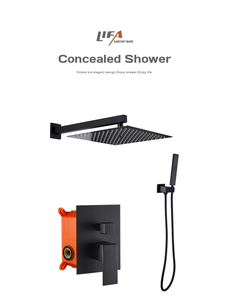 Luxury wall mount concealed shower mixer system 2 Way rain shower bath set CS-2003 factory