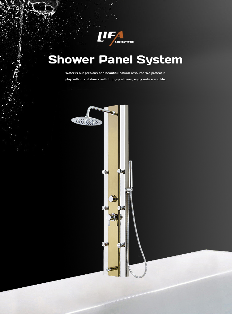 Best quality colorful mirror stainless steel shower panel CF-8313 details