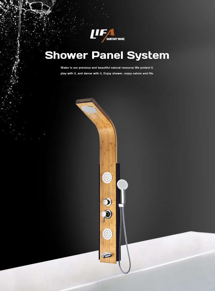 Back Massage Jets Modern Bathroom Wall Mount Hand Bamboo Shower Panel CF-5107 factory