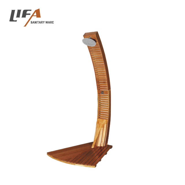 Pool sanitary ware garden usage outdoor floor mounted wood shower column CF-5002