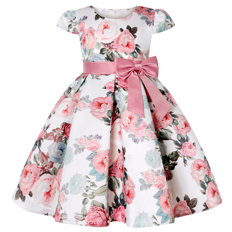 Green Horizon Toddler Party Princess Flower Wedding Formal Bridesmaid Holiday Girls Birthday Floral Bow Dress for Kids details