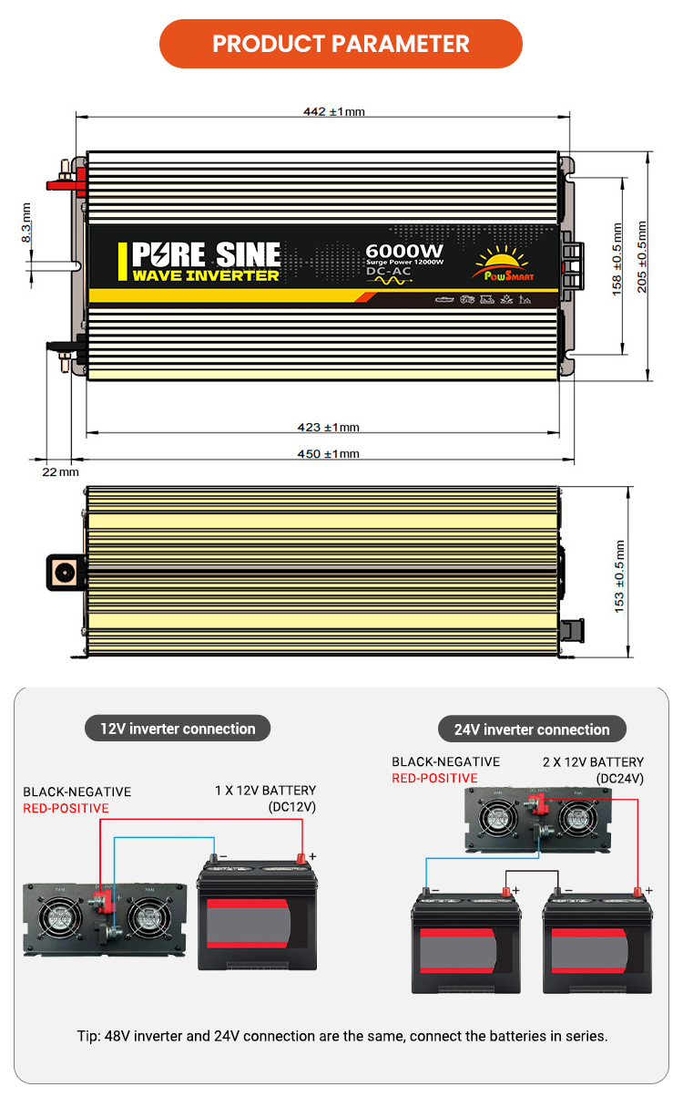 Powsmart-6000W DC 12V 24V 48V AC 110V 220V Power Inverter manufacture