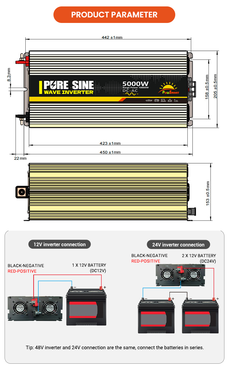 Powsmart-5000W DC 12V 24V 48V AC 110V 220V Power Inverter factory