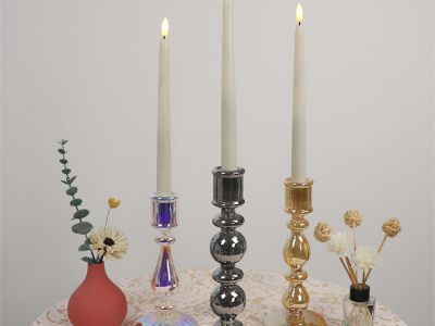 Unique design ideas for displaying tall glass candlesticks