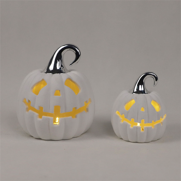 Add a Touch of Elegance to Your Halloween Display with a White Ceramic Pumpkin
